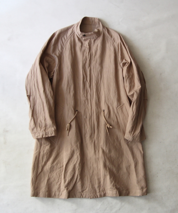 cotton linen doeskin stand collar topcoat