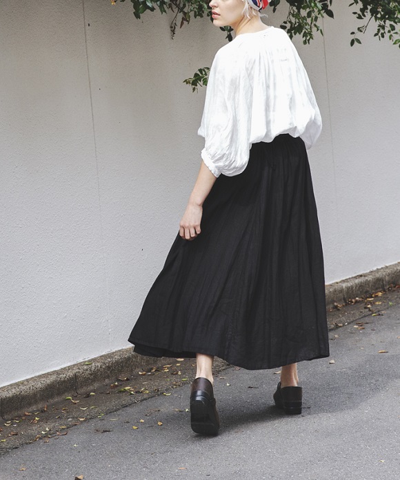 Water-repellent linen gathered skirt｜nest Robe International 