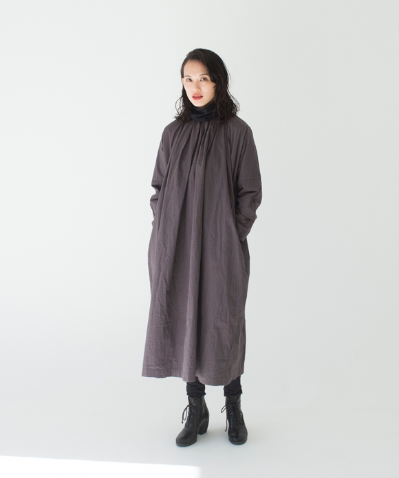 nest robe x Asami Usuda Cotton ramie two-way smock dress in off white