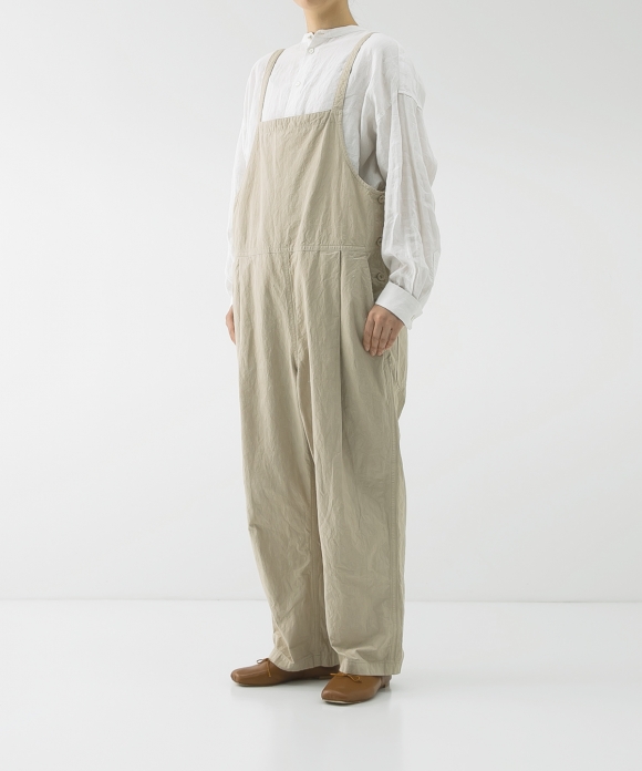 beige linen overalls