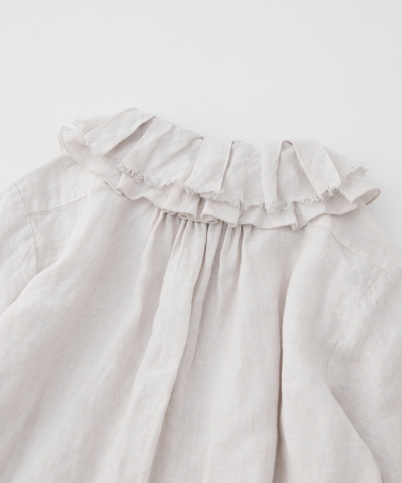 Linen Natural Dye Double Layered Ruffle Collar Blouse｜nest Robe ...