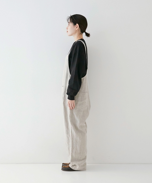Brushed Black Linen Overalls｜nest Robe International Online Store