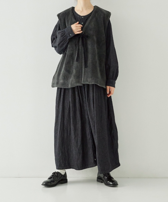 Wool Cotton Koyaguchi Pile Vest ｜nest Robe International Online Store