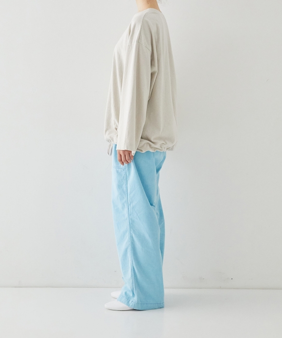 UpcycleLino) Cotton Linen Jersey Drawstring Hem Pullover｜nest