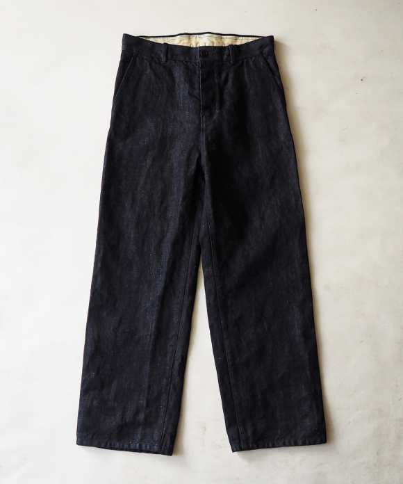 Cotton Hemp Selvedge Denim Wide-Leg Trousers｜nest Robe