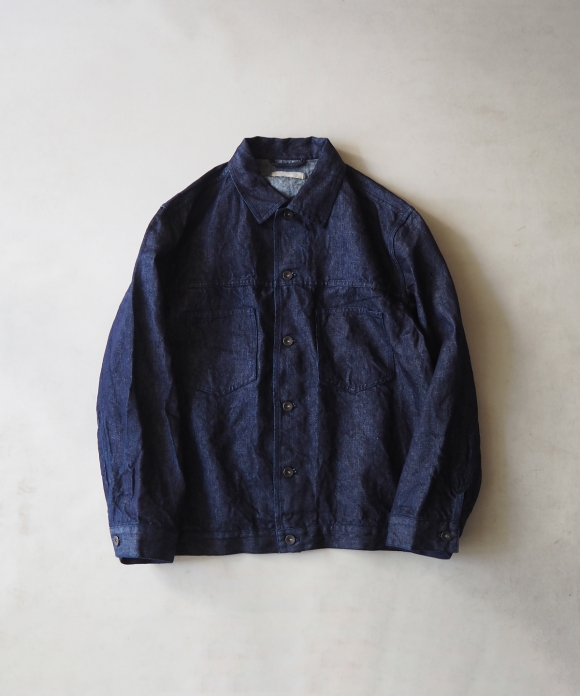 Linen denim trucker jacket｜nest Robe 