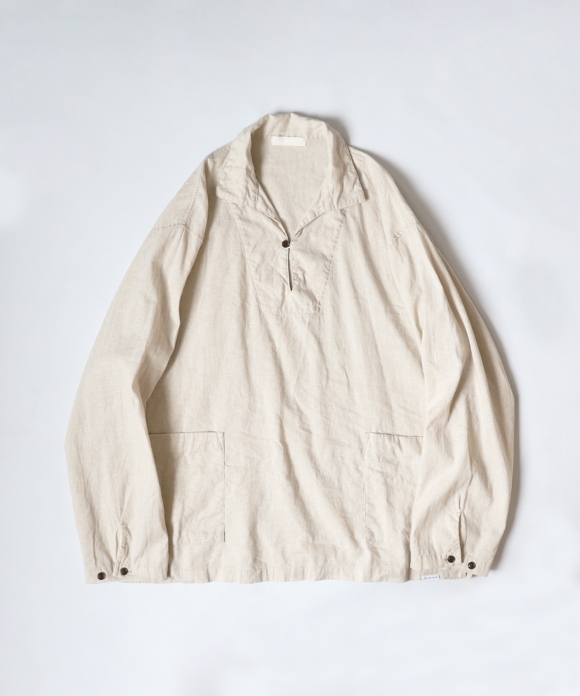 (UpcycleLino)Linen cotton workwear smock shirt｜nest Robe International ...