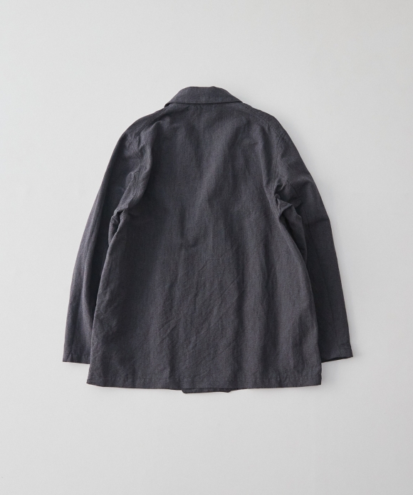 Cotton Wool Linen Mélange Twill Double Breasted Work Jacket｜nest 