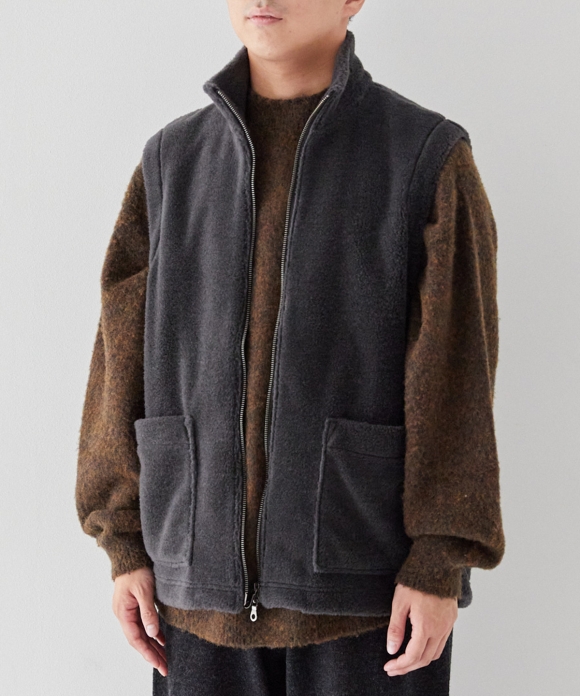 Wool Cotton Koyaguchi Pile Zip Vest｜nest Robe International 