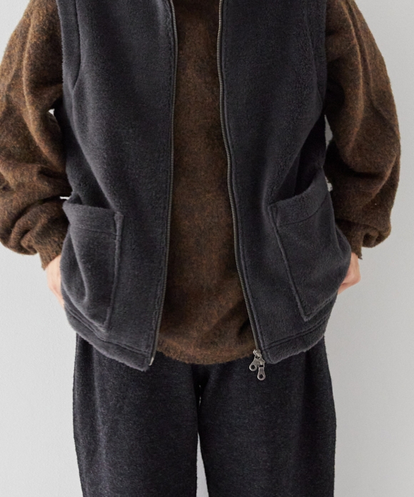 Wool Cotton Koyaguchi Pile Zip Vest｜nest Robe International 