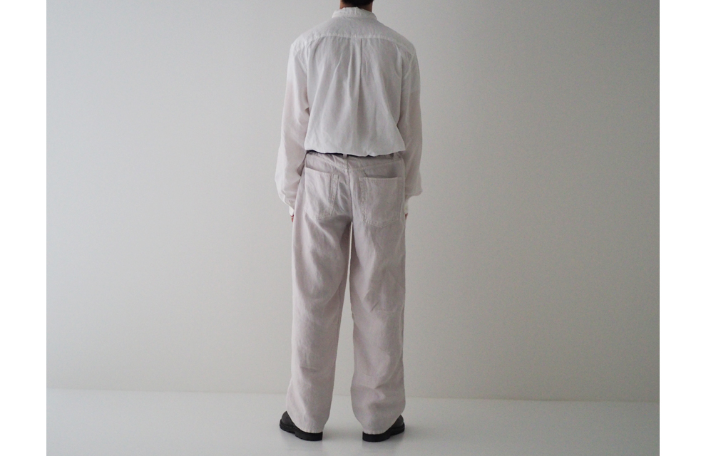 Sulfur Dyed Linen Denim Pants in Off White