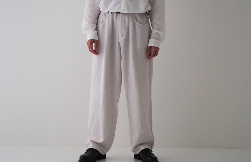 Sulfur Dyed Linen Denim Pants in Off White