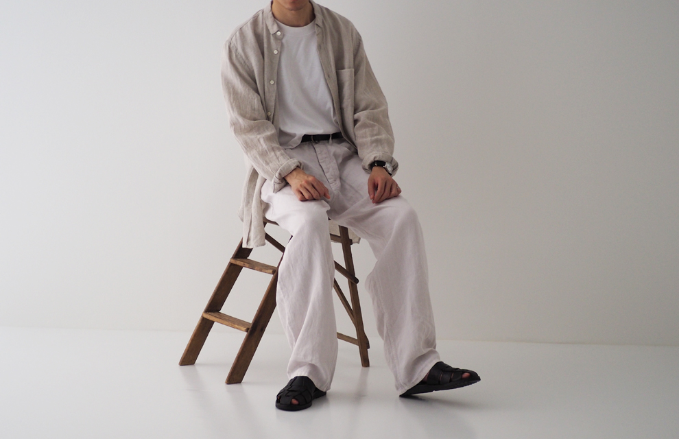 Sulfur Dyed Linen Denim Pants in Off White