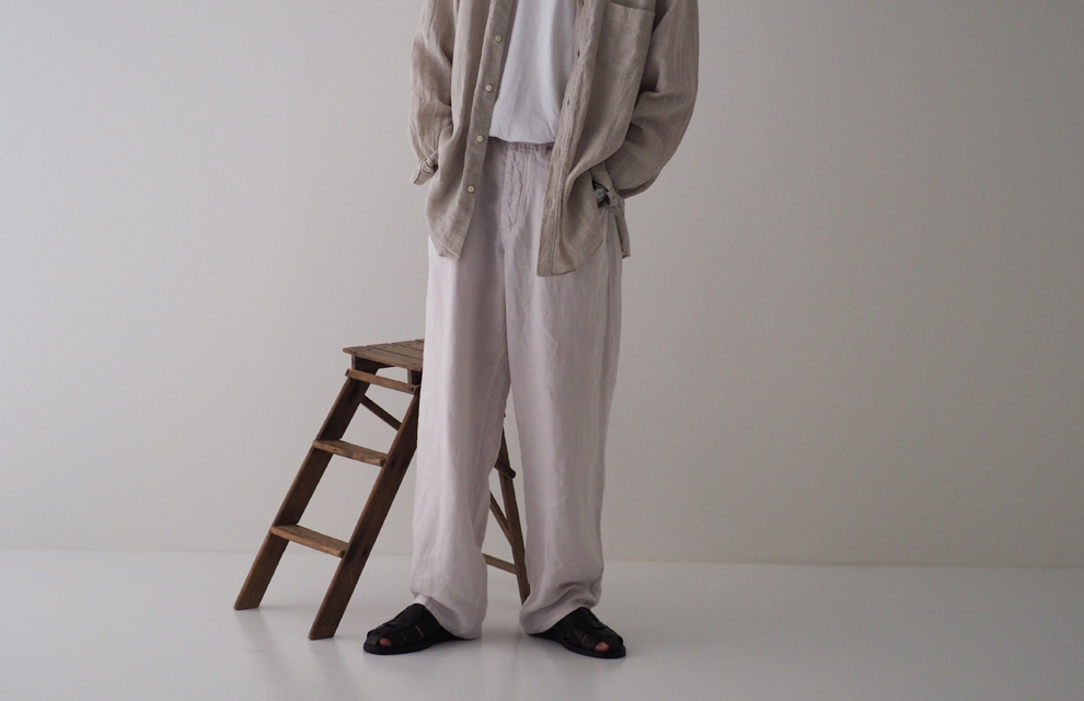 Sulfur Dyed Linen Denim Pants in Off White