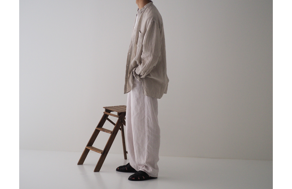 Sulfur Dyed Linen Denim Pants in Off White