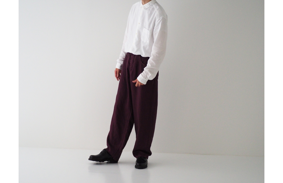 Sulfur Dyed Linen Denim Pants in Purple