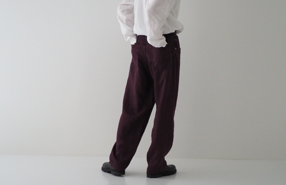 Sulfur Dyed Linen Denim Pants in Purple