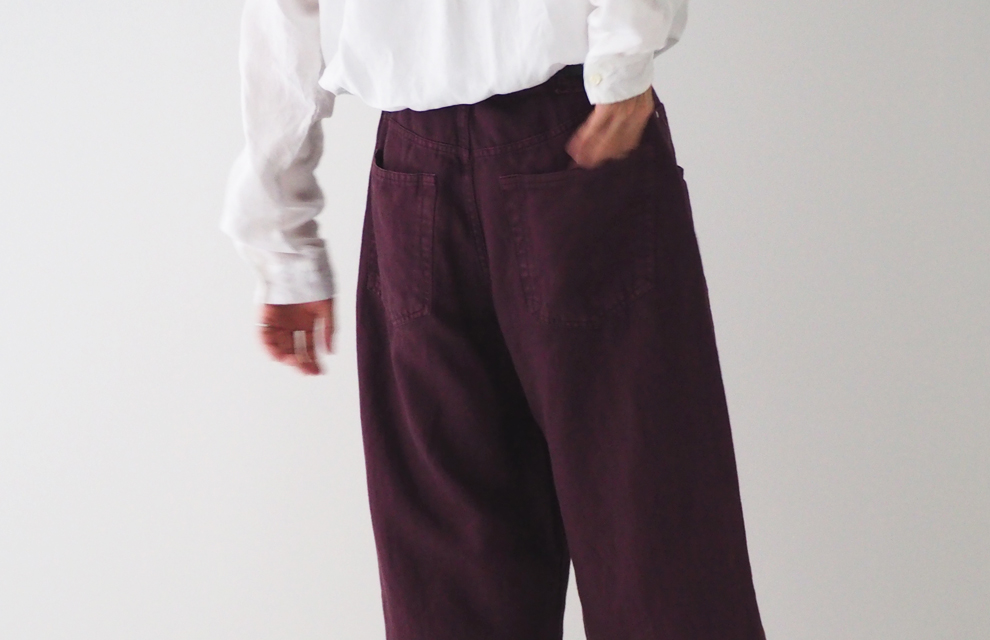 Sulfur Dyed Linen Denim Pants in Purple