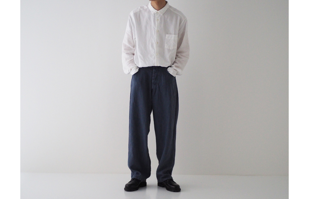 Sulfur Dyed Linen Denim Pants in Midium Blue