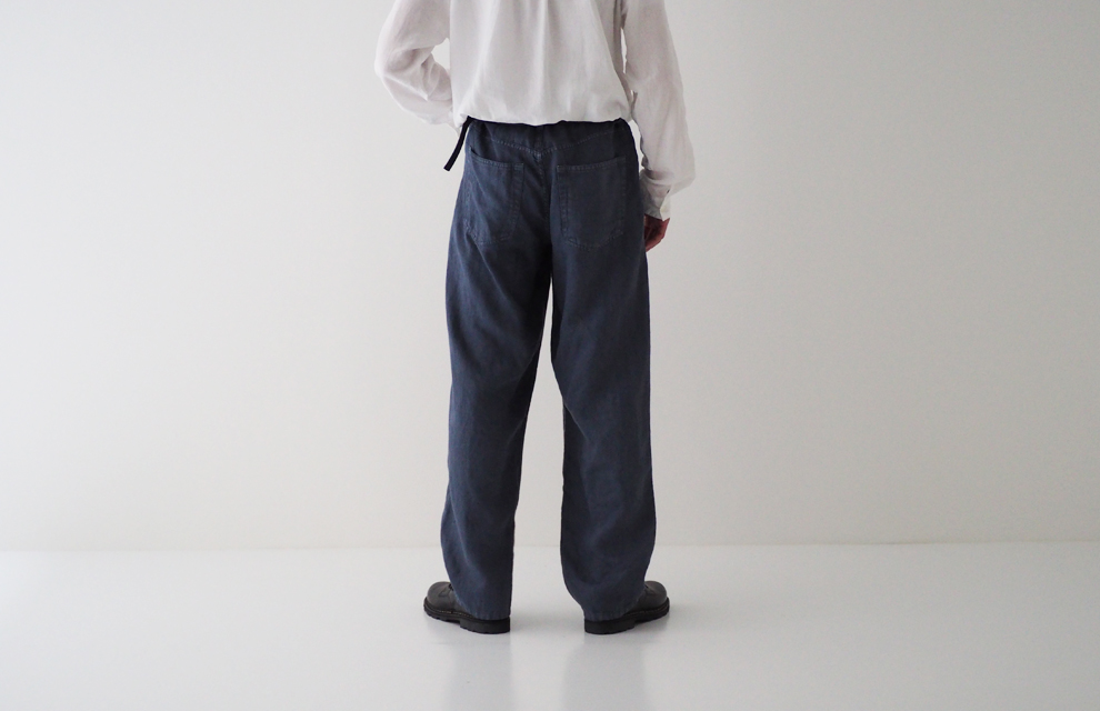 Sulfur Dyed Linen Denim Pants in Midium Blue