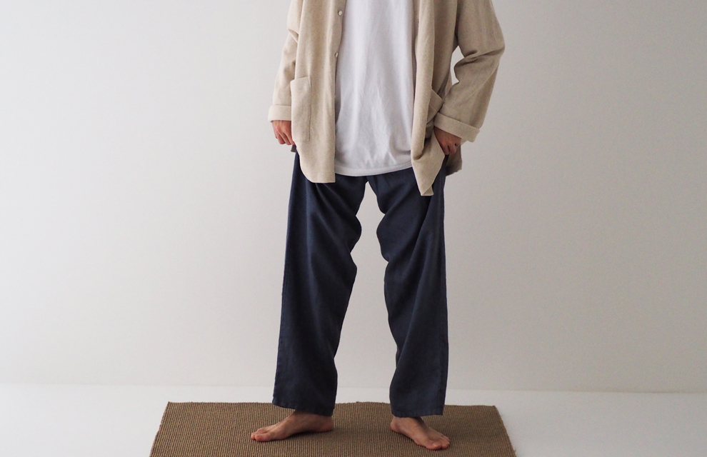 Sulfur Dyed Linen Denim Pants in Midium Blue