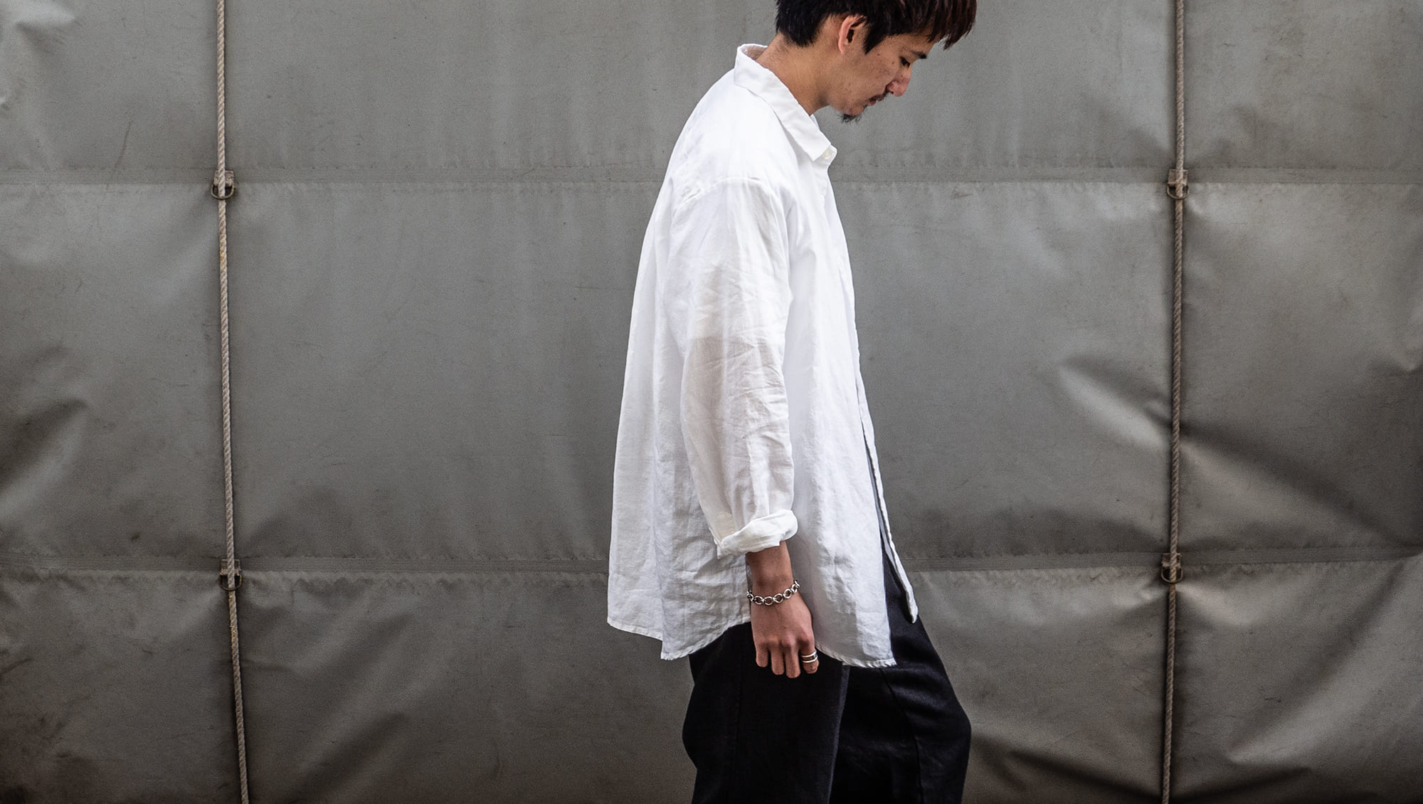 ito fukuoka square collar linen tops 黒 - メルカリ